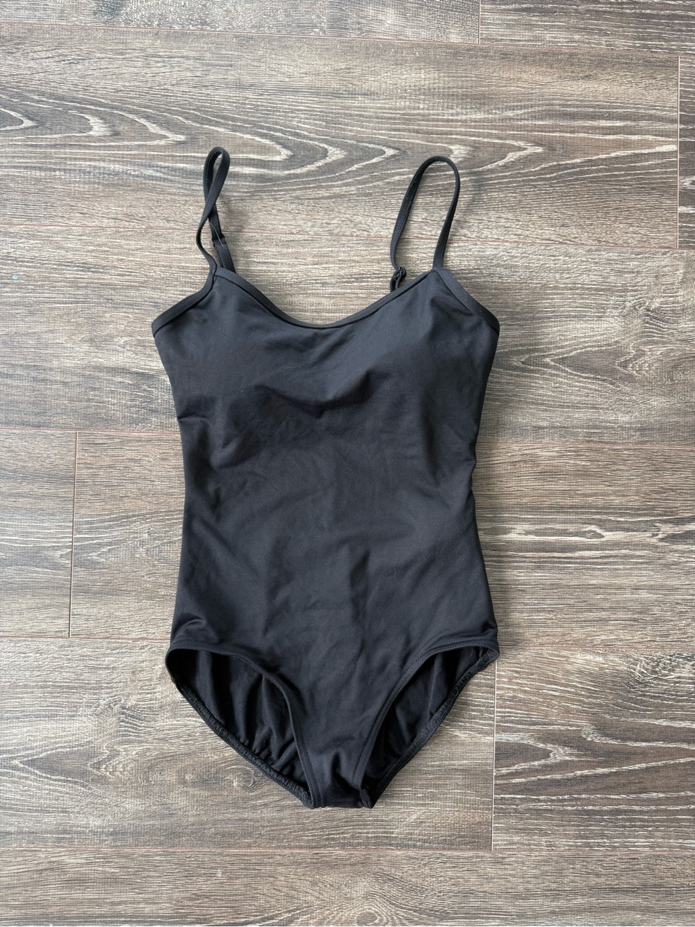 Capezio Black Dance Bodysuit with Adjustable Straps and built in bra